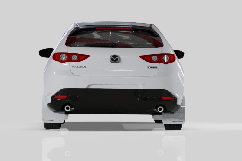 Mazda 3 Hatchback Mud Flaps - Rally Armor - UR Red with White Logo - Red - `19-`25
